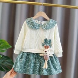 Winter girl's baby clothes dress for newborn 1st birthday lamb wool velvet thick warm floral dresses girls' baby clothing dress