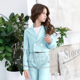 Gril Suits Fashion Peak Lapel Double Breasted Kids Clothes Wedding Birthday Party Graduation Ceremony Girl Clothing 2 Pieces