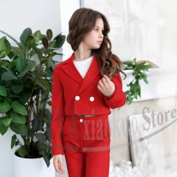 Gril Suits Fashion Peak Lapel Double Breasted Kids Clothes Wedding Birthday Party Graduation Ceremony Girl Clothing 2 Pieces