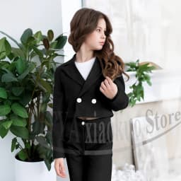 Gril Suits Fashion Peak Lapel Double Breasted Kids Clothes Wedding Birthday Party Graduation Ceremony Girl Clothing 2 Pieces