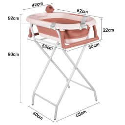 Baby Bathtub with Stand, Foldable Bathtub with Non-Slip Stand, Bath Mat and Bathtub Insert for Newborns and Toddlers