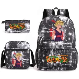 Dragon Ball Gohan Print Student Backpack for Boys Shoulder Bag Pencil Case Set School Anime Bookbag