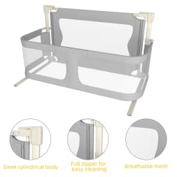 Baby Bed, 120x50cm, Cododo, with display, Breathable and Visible Mesh Window, for Babies 1 to 36 Months, Gray/Green/Pink