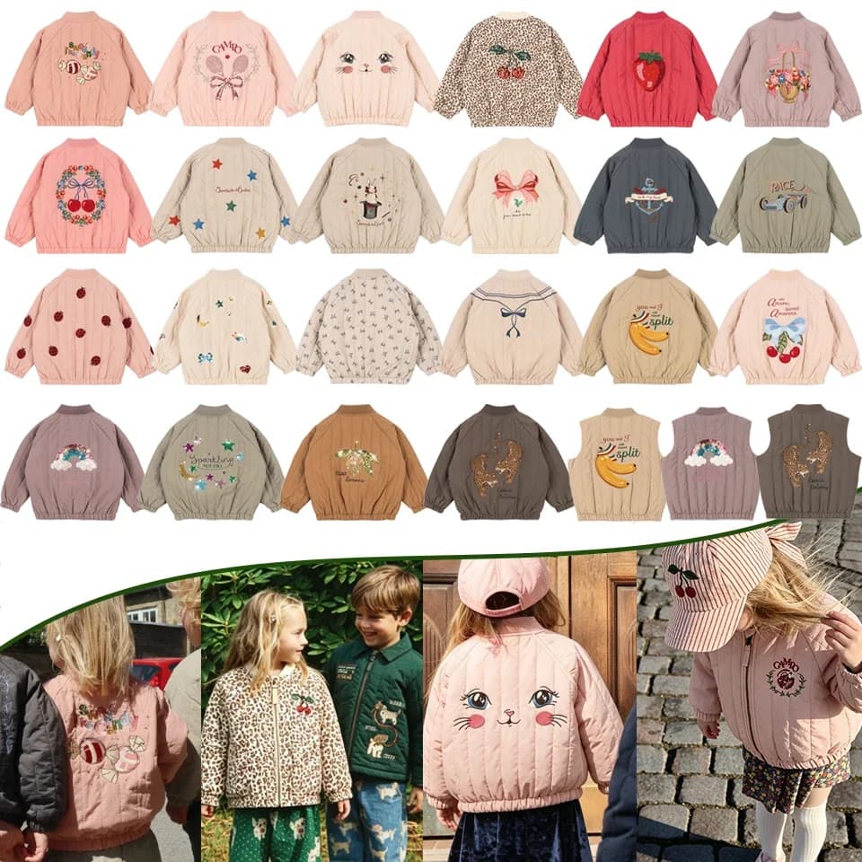 2026 KS Autumn Girls Cartoon Jacket Winter Boys Lambswool Coats Children Cotton Embroidery Coat Kids Fleece Outwear Clothes