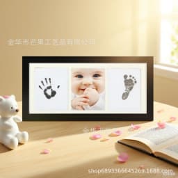 Newborn Hand Footprint Clay Photo Frame Six-Grid Commemorative Frame With Custom ID Tag Baby Memory Keepsake Gift For Infant