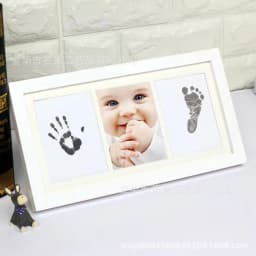 Newborn Hand Footprint Clay Photo Frame Six-Grid Commemorative Frame With Custom ID Tag Baby Memory Keepsake Gift For Infant