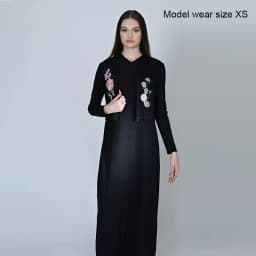 XS-XXXL Lady Cardigan Outfit Casual Embroidey Flowers Black Ribbed Top Maxi Dress Long Dresses Zipper Elegant Shlomo Dress Set