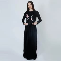 XS-XXXL Lady Cardigan Outfit Casual Embroidey Flowers Black Ribbed Top Maxi Dress Long Dresses Zipper Elegant Shlomo Dress Set