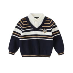 Dave Bella Autumn Winter Sweater for Boys Fake Two Pieces Knitted Sweater Children Outerwear Coat Kids Clothes DB4253907