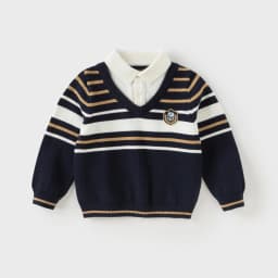 Dave Bella Autumn Winter Sweater for Boys Fake Two Pieces Knitted Sweater Children Outerwear Coat Kids Clothes DB4253907