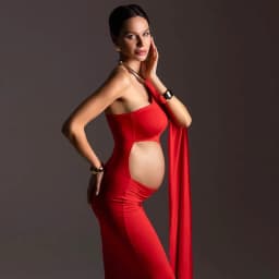 Maternity Dresses For Baby Showers Sexy Hollow Out Design Red Dress One Shoulder Extra Long Sleeves Photography Dress For Women