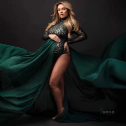 Maternity Dresses for Photo Shoot Long Sleeve Bodysuit+High Split Pregnancy Maxi Gown Chiffon Dress Baby Shower Photography
