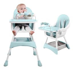 Multifunctional Kids Dining Highchair Height Adjustable Design Removable Tray Safe Sturdy Seat with Footrest & Toy Storage Space