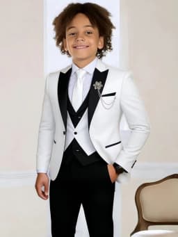 3-Pieces Boys Slim Fit Suits Piano Performance Wear Handsome Kids Suit Set Wedding Ring Bearer Outfit Plus Size Tuxedo 2-20T
