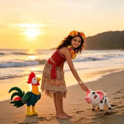 Muababy Moana Style Island Princess Dress for Girls Tropical Birthday Party Costume Kids Toddler Holiday Outfit 2-8Y Vestido