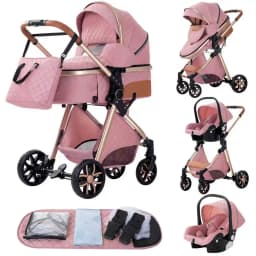 Latest 3-in-1 All Purpose High Landscape Baby Stroller Four Wheel Shock Absorbing Foldable Infant Carriage With Free Supporting Mosquito Net