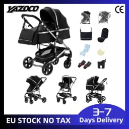 Lightweight Folding Baby Stroller 3-in-1, Luxury Aluminum Frame Portable Travel Carriage, High Landscape Pram Pushchair for Newborn