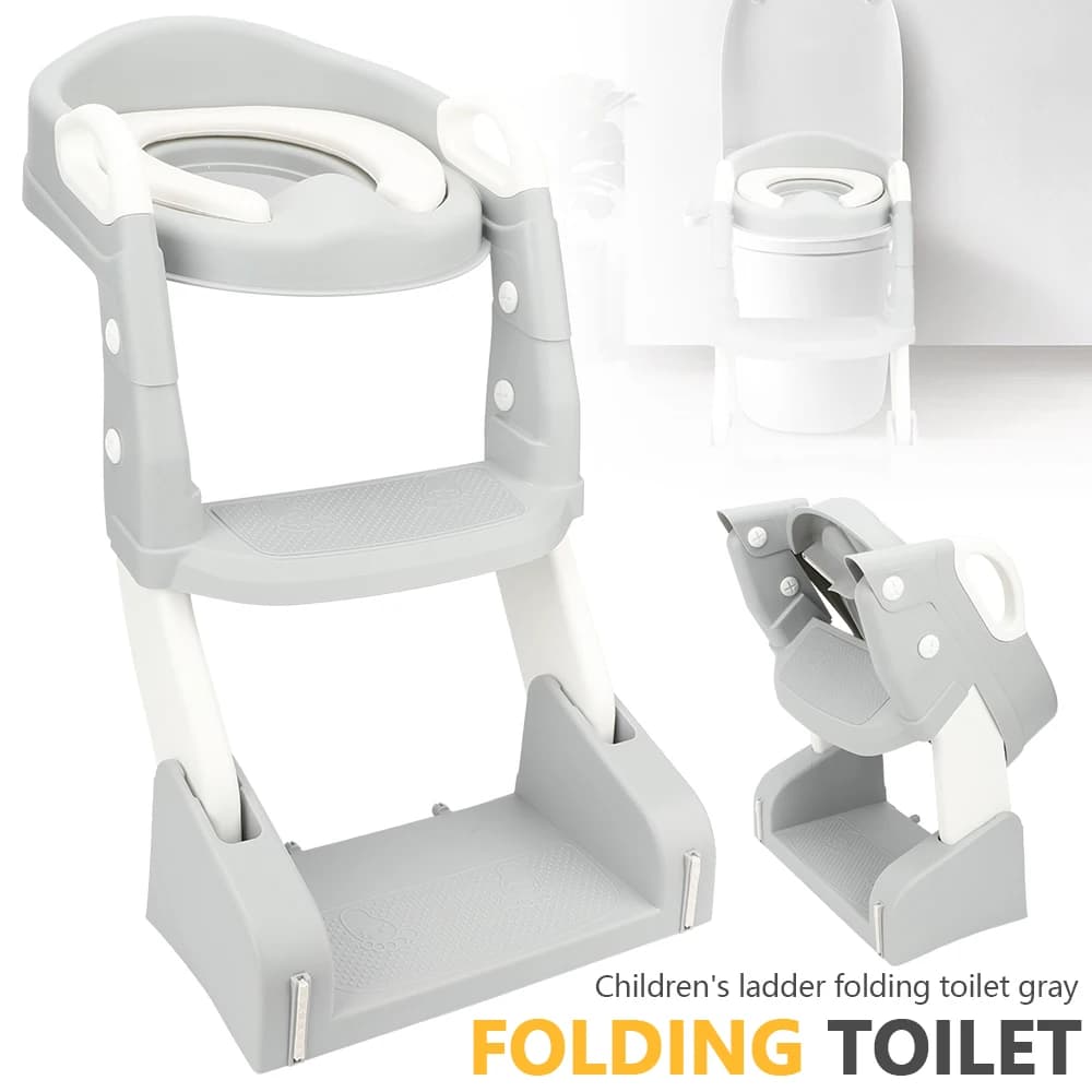 Foldable Potty Seat with Ladder – Non-Slip Silicone Strips – Strong Load-Bearing Capacity – Portable for Travel – Detachable Washable Cushion – Home Essential