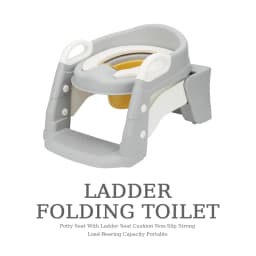 Foldable Potty Seat with Ladder – Non-Slip Silicone Strips – Strong Load-Bearing Capacity – Portable for Travel – Detachable Washable Cushion – Home Essential