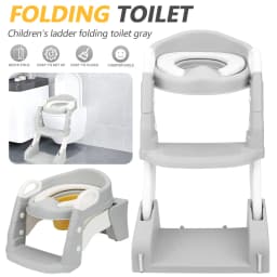 Foldable Potty Seat with Ladder – Non-Slip Silicone Strips – Strong Load-Bearing Capacity – Portable for Travel – Detachable Washable Cushion – Home Essential