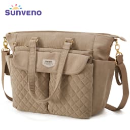Sunveno Diaper Bag Tote with Changing Mat, Large Capacity Baby Bag for Newborn Mom, Quilted Maternity Bag for Travel 36X33cm