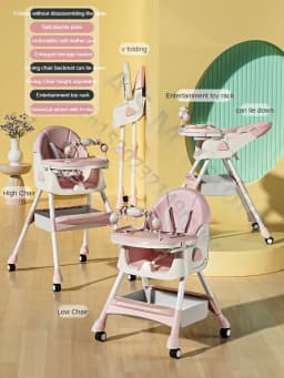 Foldable Reclining Baby Dining Table Set Multifunctional Adjustable Height Children's Seat with Dinner Chairs for Kids