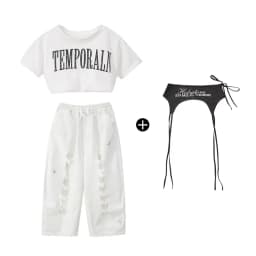 Kid Kpop Hip Hop Clothing White Letters Strap Tank Crop T Shirt Top Casual Distressed Pants for Girl Jazz Dance Costumes Clothes