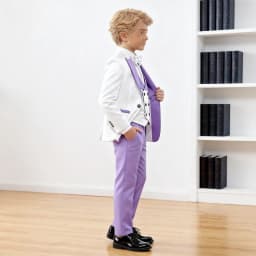 Premium Jacquard Boy's 3PCS Suit Best Selling Light Purple Classic Outfit For Boys Suitable For Ring Boys Campus Includes Blazer