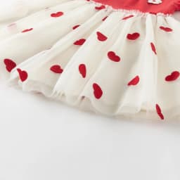 Dave Bella Children's Dress Summer New Girls Baby Gentle Cute Love Embroidery Red Mesh Princess Dress Party Outdoor DB2252324