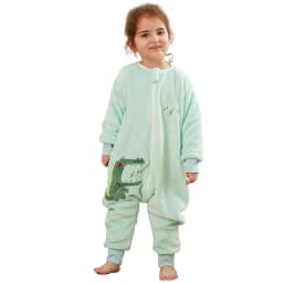 MICHLEY Blue Dinosaur Flannel Baby Kid Sleeping Bag Winter Sleepwear Cute Cartoon Bodysuit Sleepsack Pajamas With Feet Boys Girl