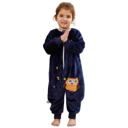 MICHLEY Blue Dinosaur Flannel Baby Kid Sleeping Bag Winter Sleepwear Cute Cartoon Bodysuit Sleepsack Pajamas With Feet Boys Girl