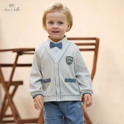 Dave Bella Boys Pants Set Spring Autumn Kids Fake Two-piece Coat Elastic Trousers Suits Soft Outdoor Children Clothing DB1260768