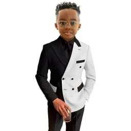 New Colour-blocked Boys Suit 2 Pieces Blazer Pants For Wedding Party Guest Formal Slim Fit Child Suit Set For Piano Performance