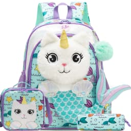 Meetbelify Kids Backpacks for Girls School Backpack with Lunch Bag Pencil Case for Elementary Student Ages 6 to 8