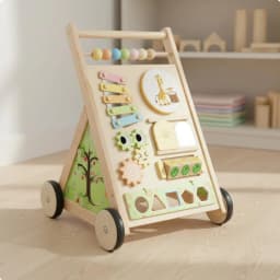 Wooden Baby Mobility Aid Anti-Tip Design Multifunctional Activity Pusher Wooden Push Toy Early Educational Young Child Gear