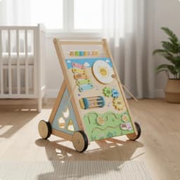 Wooden Baby Mobility Aid Anti-Tip Design Multifunctional Activity Pusher Wooden Push Toy Early Educational Young Child Gear