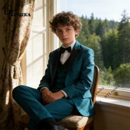 Fast Delivery Kids Formal Suit 4 Piece Including Jacket Vest Pants Bowtie Flower Boy Wedding Prom Dinner (Size 3 - 14) Tuxedo