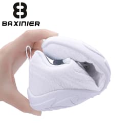 BAXINIER Kids Girls White Cheer Shoes Mesh Breathable Lightweight Training Dance Athletic Competition Cheerleading Sneakers