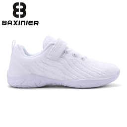 BAXINIER Kids Girls White Cheer Shoes Mesh Breathable Lightweight Training Dance Athletic Competition Cheerleading Sneakers