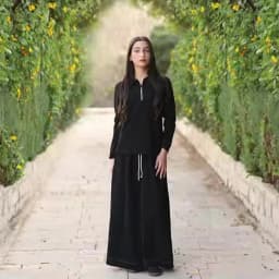Youth Set Navy and Black Sweatshirt and Maxi Skirt Suit Long Sleeve Contrast Stitches and Zipper French Terry Fabric for Spring