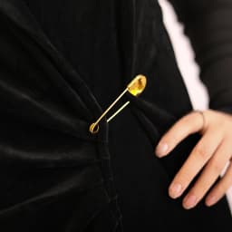 Children Girls Teens Sleeveless Maxi Dress Black Velour Robe Front with Gold Safety Pin Decoration New Fall Design