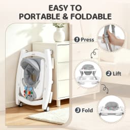 5 in 1 Baby Walker Adjustable Height Foldable Baby Activity Center, Infant Walker Bouncer Rocker Push Walker with Music Toys, Eating Seat for Baby Boys Girls