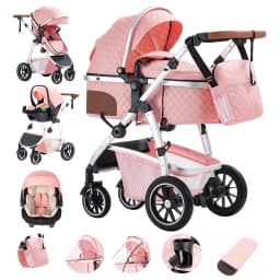 3 in 1 Prams Travel Pushchair with Height Adjustable Handle Travel Pram with Mosquito Net Baby Stroller with Aluminum Frame