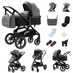 Single Button Foldable 3 In 1 Newborn Baby Travel Stroller, Reversible Flip Push Handle, Integrated Solid Aluminium Alloy Frame, Portable Outdoor Toddler Pram