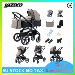 Single Button Foldable 3 In 1 Newborn Baby Travel Stroller, Reversible Flip Push Handle, Integrated Solid Aluminium Alloy Frame, Portable Outdoor Toddler Pram