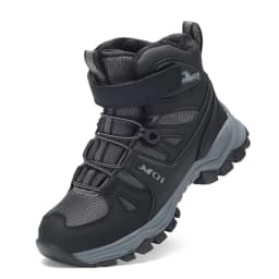 JMFCHI Kids Snow Boots Waterproof Winter Hiking Boots Warm Fur Lined Slip Resistant Outdoor Boots for Boys And Girls