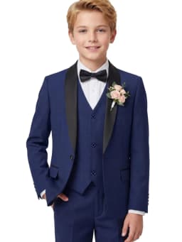 Fast Delivery Boys Suit Set 3 Pieces Wedding Ring Bearer Outfit Classic Shawl Lapel Kids Formal Tuxedo Stage Performance Wear
