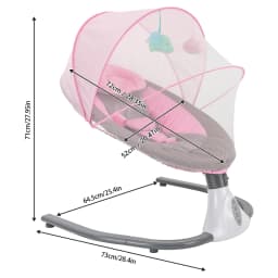 Cradle Infant Rocker Baby Swing 4 Speed Timer 12 Melodies Bluetooth USB 25° Ergonomic Neck Support 3 Point Harness Anti Skid Lock 39.68lbs 0-18 Months Remote 16.4ft Washable Cover Mosquito Net USB Low Voltage Pink for Baby Girls Boys