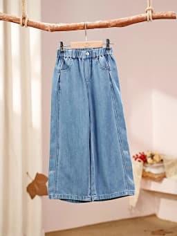 Dave Bella Children Autumn Wide Leg Jeans 7-15 Years Teen Girls Casual Straight Pants Elastic Cowboy Trousers DK3262720