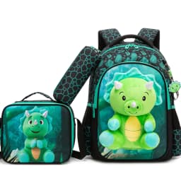 Kids Backpacks for Girls School Backpack with Lunch Bag Pencil Case for Elementary Student 3D Carton Plush Kids Travel School